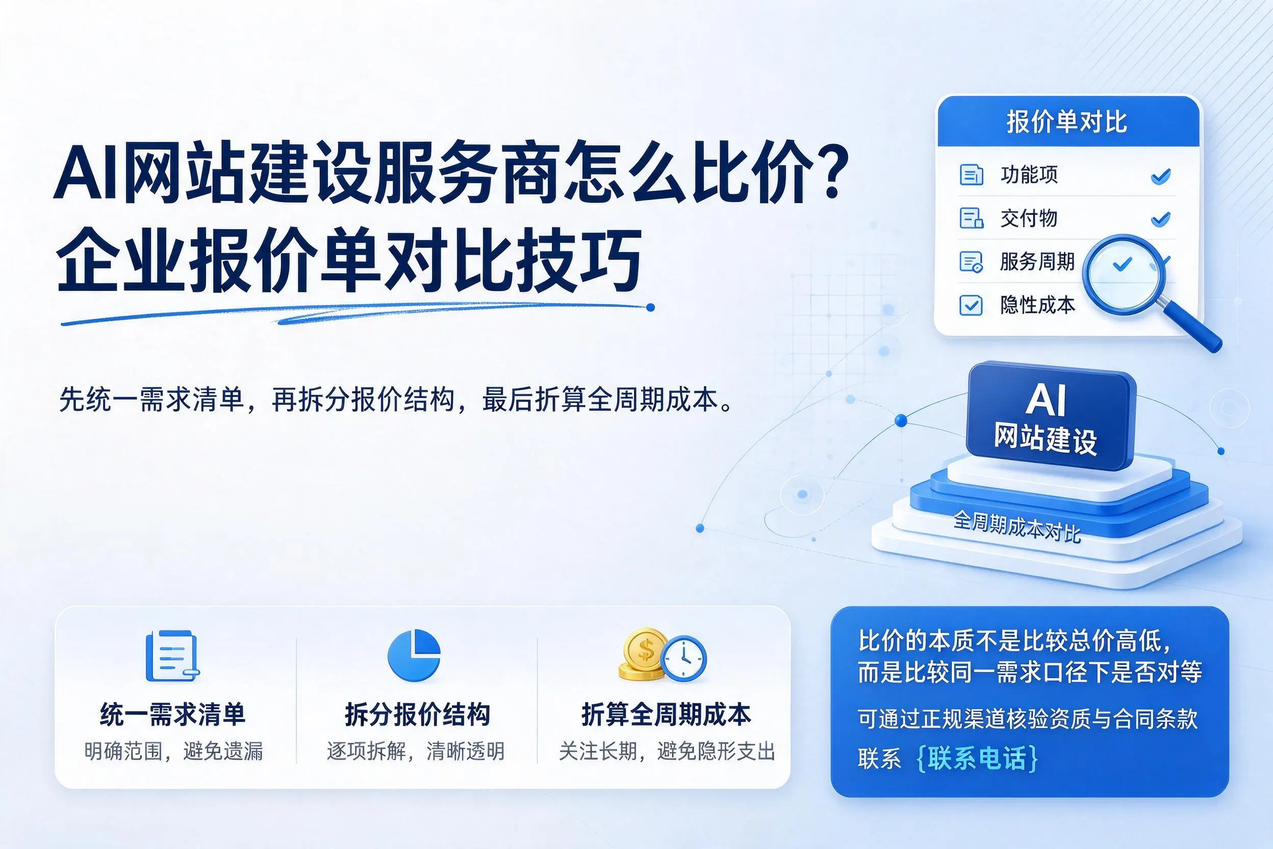 AI网站建设服务商怎么比价？海南企业报价单对比技巧
