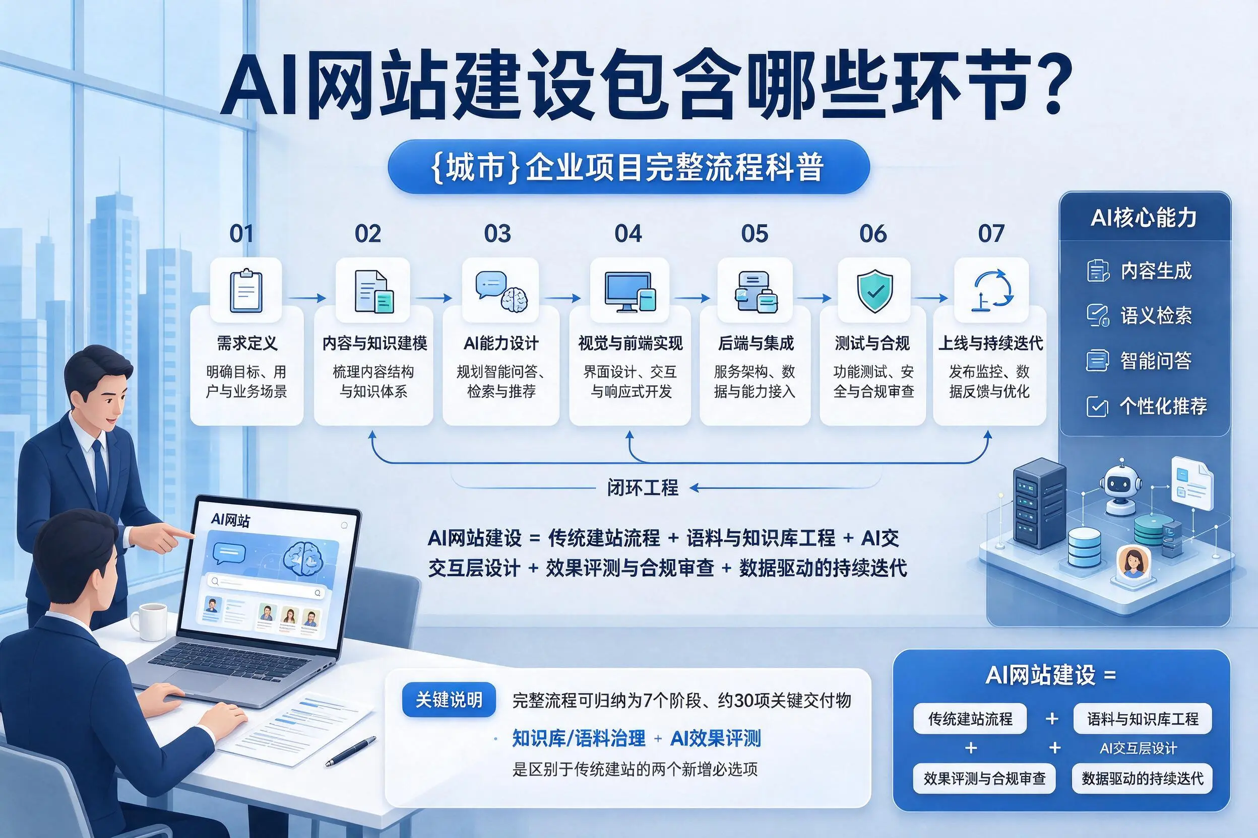 AI网站建设包含哪些环节?海南企业项目完整流程科普