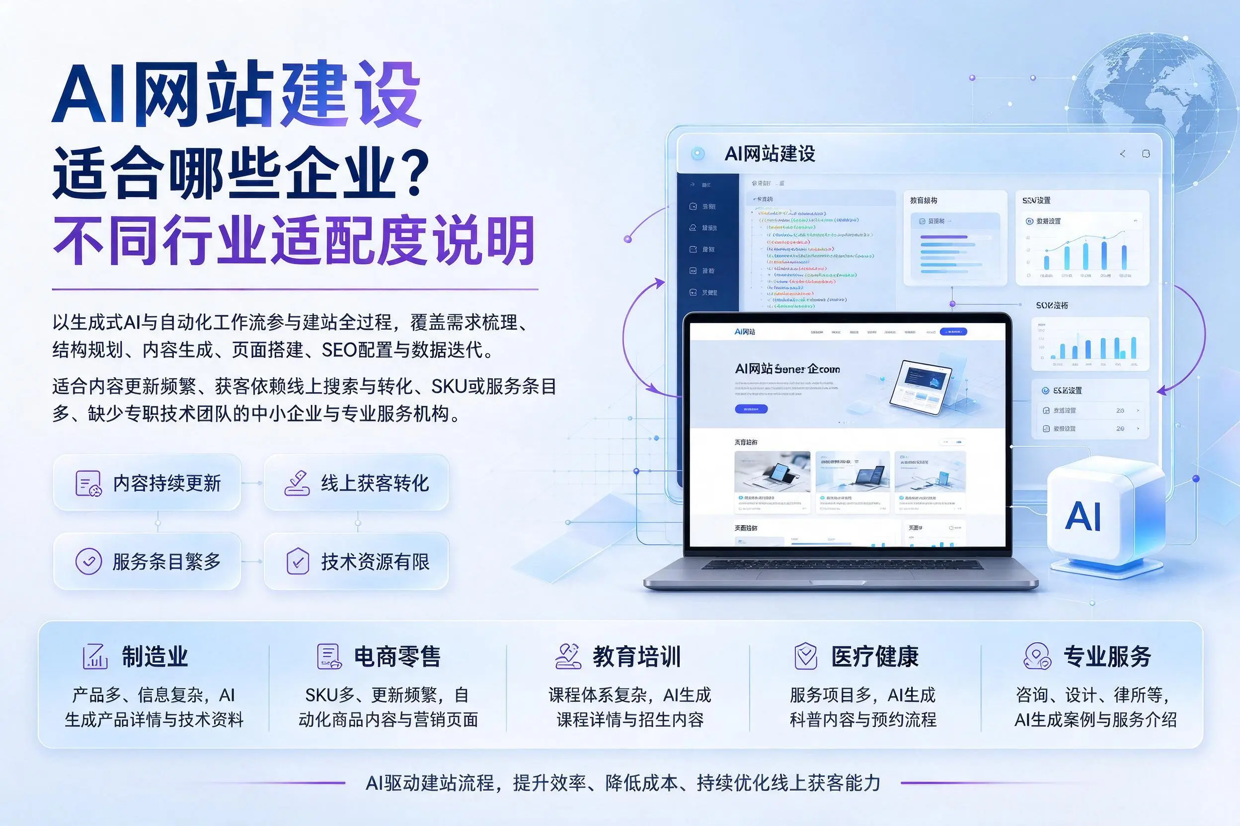 AI网站建设适合哪些企业？海南不同行业适配度说明